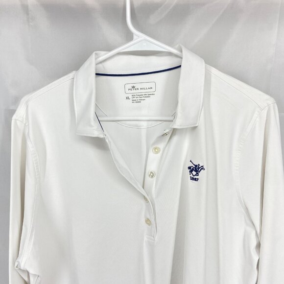 Peter Millar Women XL Golf Polo Shirt Perfect Fit Performance Long Sleeve White - Picture 2 of 9